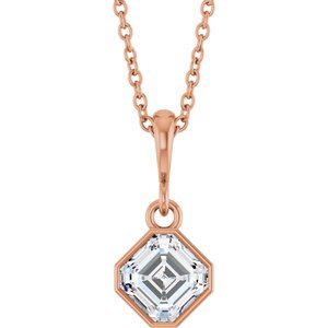 14K Rose Gold 3/4 CT Lab-Grown Diamond Solitaire 18" Necklace