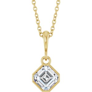10K Yellow Gold 5x5 mm Asscher Solitaire 18" Necklace Mounting