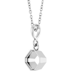 Sterling Silver 5x5 mm Asscher Solitaire 18" Necklace Mounting – image 4