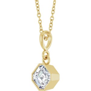 14K Yellow Gold 5x5 mm Asscher Solitaire 18" Necklace Mounting – image 3