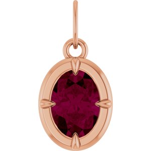 14K Rose Gold Natural Rhodolite Garnet Charm/Pendant