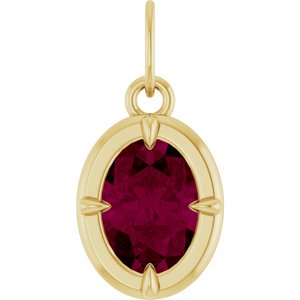 14K Yellow Gold Natural Rhodolite Garnet Charm/Pendant