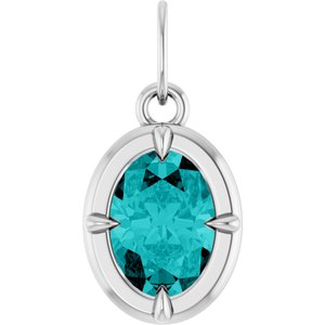 Sterling Silver Imitation Paraiba Blue YAG Charm/Pendant