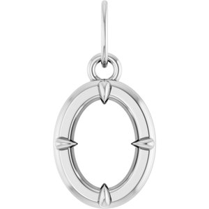 Platinum 7x5 mm Oval Claw-Prong Bezel-Style Charm/Pendant Mounting – image 2