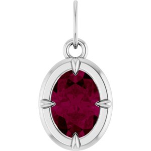 Platinum Natural Rhodolite Garnet Charm/Pendant