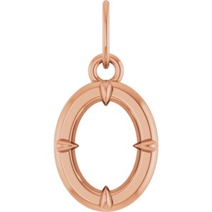 14K Rose Gold 7x5 mm Oval Claw-Prong Bezel-Style Charm/Pendant Mounting – image 2