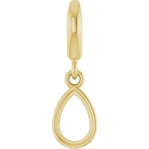 18K Yellow Gold-Plated Sterling Silver 6x4 mm Pear Cabochon Charm/Pendant Mounting – image 2