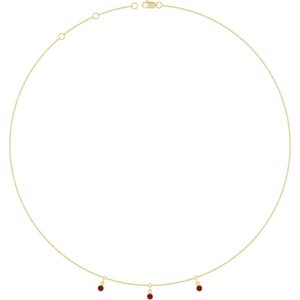 14K Yellow Gold Natural Mozambique Garnet 3-Stone Station 16-18" Necklace
