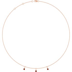 14K Rose Gold Natural Mozambique Garnet 3-Stone Station 16-18" Necklace
