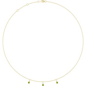 14K Yellow Gold Natural Peridot 3-Stone Station 16-18" Necklace