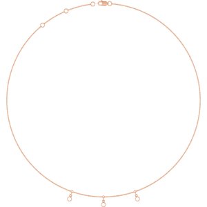 14K Rose Gold 3 mm Round 3-Stone Station 16-18" Necklace Mounting – image 2