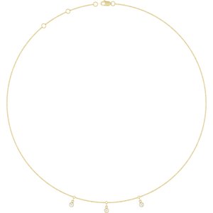 14K Yellow Gold 3 mm Round 3-Stone Station 16-18" Necklace Mounting
