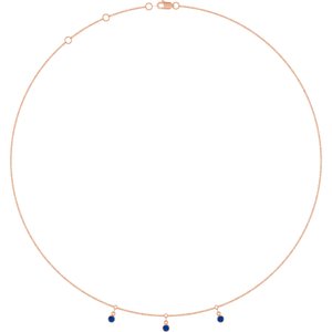 14K Rose Gold Lab-Grown Blue Sapphire 3-Stone Station 16-18" Necklace