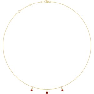 14K Yellow Gold Lab-Grown Ruby 3-Stone Station 16-18" Necklace