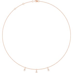 14K Rose Gold Lab-Grown Diamond 3-Stone Station 16-18" Necklace