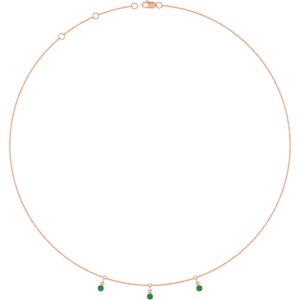 14K Rose Gold Lab-Grown Emerald 3-Stone Station 16-18" Necklace