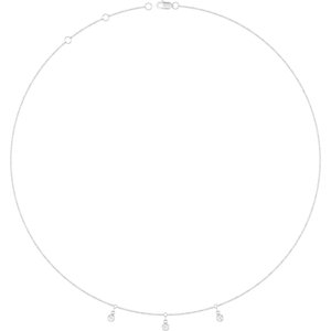 14K White Gold Lab-Grown Diamond 3-Stone Station 16-18" Necklace