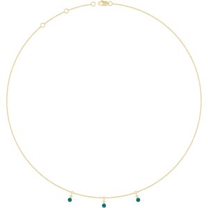 14K Yellow Gold Natural London Blue Topaz 3-Stone Station 16-18" Necklace
