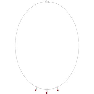 14K White Gold Lab-Grown Ruby 3-Stone Station 16-18" Necklace – image 2