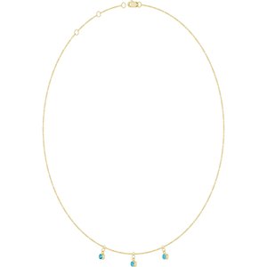 14K Yellow Gold Natural Aquamarine 3-Stone Station 16-18" Necklace – image 2