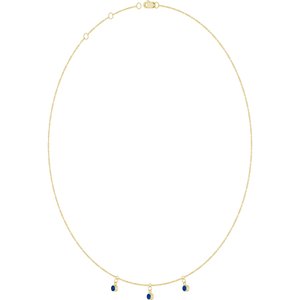 14K Yellow Gold Lab-Grown Blue Sapphire 3-Stone Station 16-18" Necklace – image 2