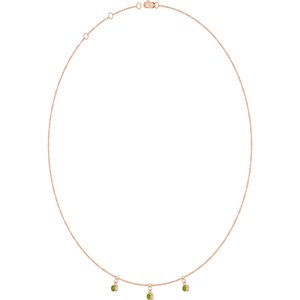 14K Rose Gold Natural Peridot 3-Stone Station 16-18" Necklace – image 2