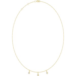 14K Yellow Gold Lab-Grown Diamond 3-Stone Station 16-18" Necklace – image 2
