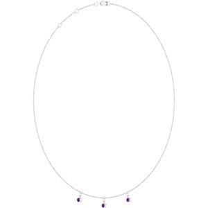 Platinum Natural Amethyst 3-Stone Station 16-18" Necklace – image 2