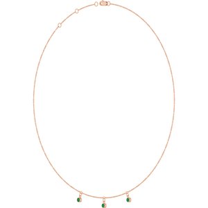 14K Rose Gold Lab-Grown Emerald 3-Stone Station 16-18" Necklace – image 2