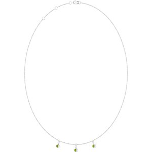 Platinum Natural Peridot 3-Stone Station 16-18" Necklace – image 2