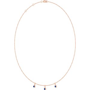 14K Rose Gold Lab-Grown Blue Sapphire 3-Stone Station 16-18" Necklace – image 2