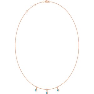 14K Rose Gold Natural Aquamarine 3-Stone Station 16-18" Necklace – image 2