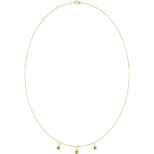 14K Yellow Gold Natural Peridot 3-Stone Station 16-18" Necklace – image 2