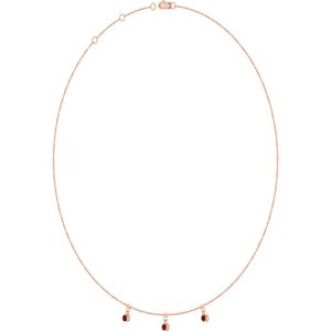 14K Rose Gold Natural Mozambique Garnet 3-Stone Station 16-18" Necklace – image 2