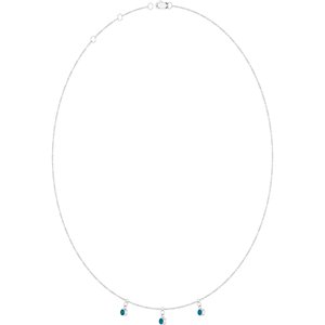 14K White Gold Natural London Blue Topaz 3-Stone Station 16-18" Necklace – image 2