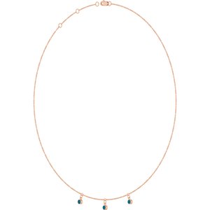 14K Rose Gold Natural London Blue Topaz 3-Stone Station 16-18" Necklace – image 2