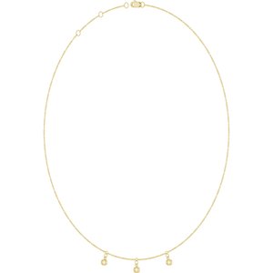 14K Yellow Gold 3 mm Round 3-Stone Station 16-18" Necklace Mounting – image 4