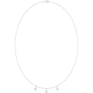 14K White Gold Lab-Grown Diamond 3-Stone Station 16-18" Necklace – image 2