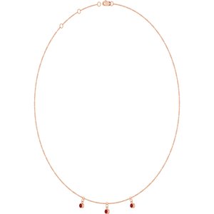 14K Rose Gold Lab-Grown Ruby 3-Stone Station 16-18" Necklace – image 2