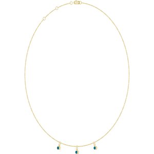 14K Yellow Gold Natural London Blue Topaz 3-Stone Station 16-18" Necklace – image 2