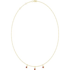14K Yellow Gold Lab-Grown Ruby 3-Stone Station 16-18" Necklace – image 2