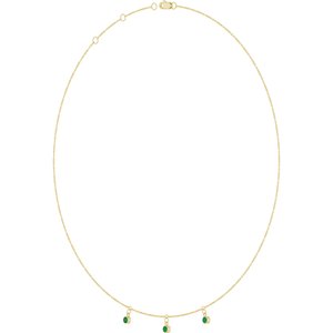 14K Yellow Gold Lab-Grown Emerald 3-Stone Station 16-18" Necklace – image 2