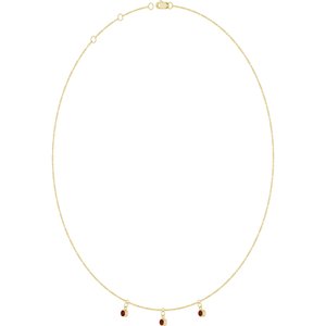14K Yellow Gold Natural Mozambique Garnet 3-Stone Station 16-18" Necklace – image 2