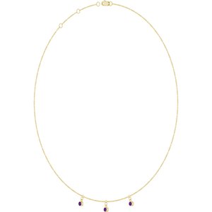 14K Yellow Gold Natural Amethyst 3-Stone Station 16-18" Necklace – image 2