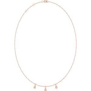 14K Rose Gold 3 mm Round 3-Stone Station 16-18" Necklace Mounting – image 4