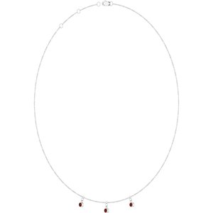 Sterling Silver Natural Mozambique Garnet 3-Stone Station 16-18" Necklace – image 2