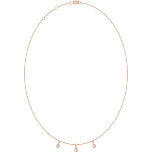 14K Rose Gold 3 mm Round 3-Stone Station 16-18" Necklace Mounting – image 3