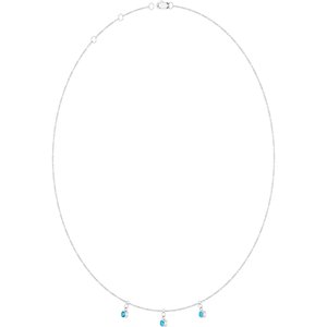 14K White Gold Natural Aquamarine 3-Stone Station 16-18" Necklace – image 2