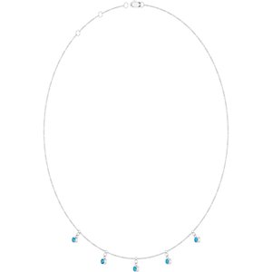 Sterling Silver Natural Blue Zircon 5-Stone Station 16-18" Necklace – image 2