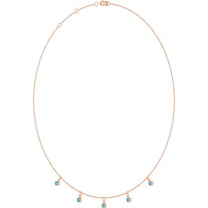 14K Rose Gold Natural Aquamarine 5-Stone Station 16-18" Necklace – image 2
